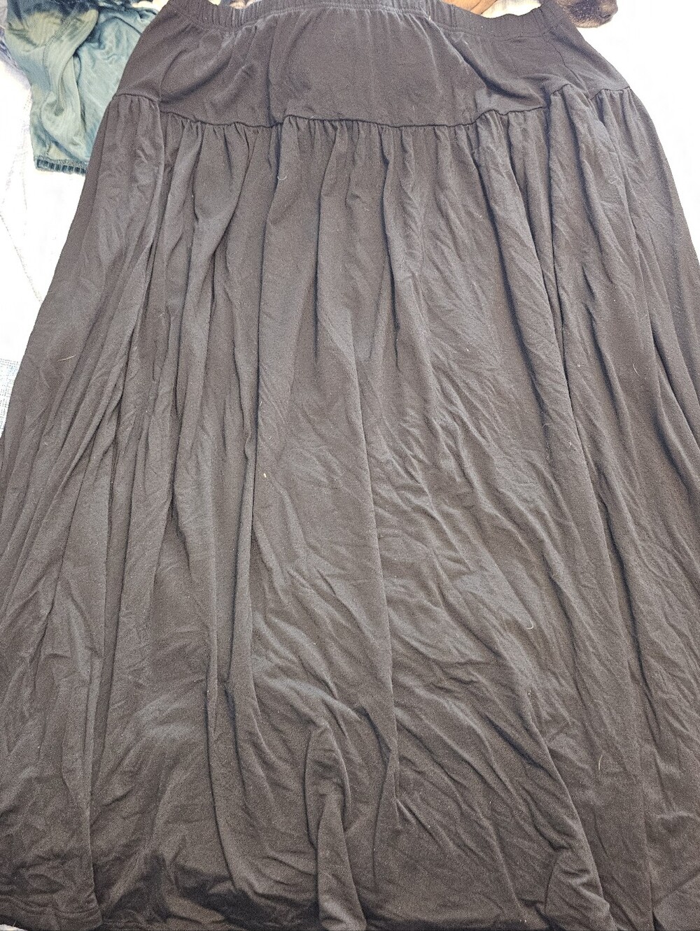 SHEIN Black Maxi Skirt with Gathered Panels